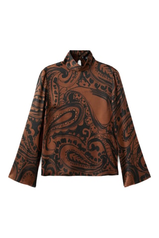 Blouse satinée imprimé cachemire - Orange