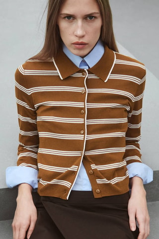 Cardigan col chemise - Marron