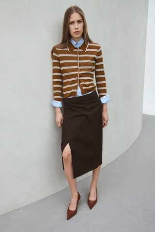 Cardigan col chemise - Marron