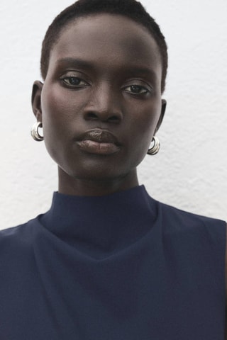 Robe évasée avec ornement métallique - Bleu marine