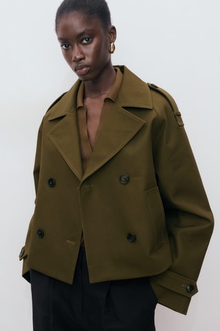Trench court oversize double boutonnage - Kaki