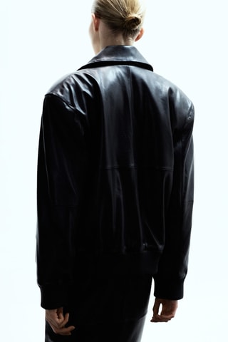 Blouson bomber cuir - Noir