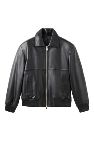 Blouson bomber cuir - Noir
