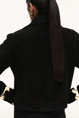 Veste en cuir fermeture par boutons - Noir