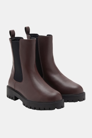 Bottines empiècements élastiques - Marron
