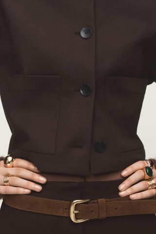 Veste crop poches - Marron