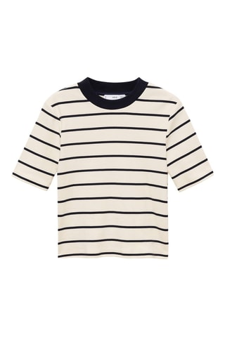 T-shirt coton à rayures - Écru