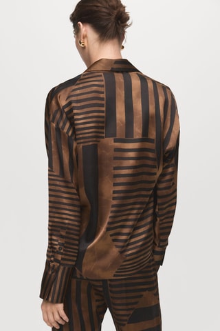 Chemise satinée rayures - Marron