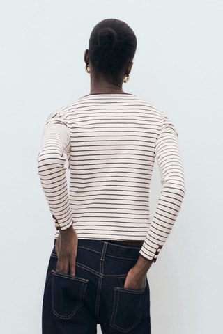 T-shirt coton poignets boutonnés - Bordeaux
