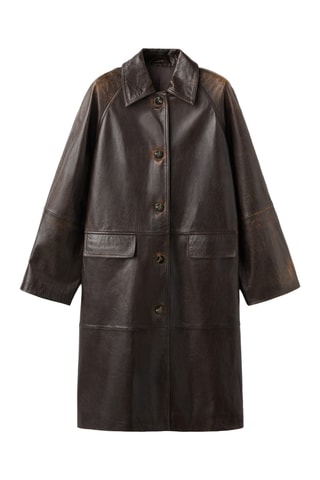 Manteau long 100% cuir - Marron