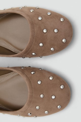 Ballerines cuir cloutées - Beige
