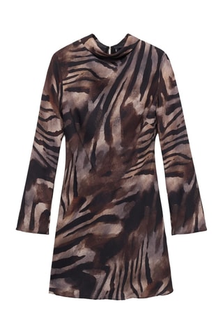 Robe satinée nœud dos zèbre - Marron