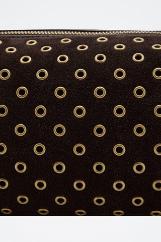 Sac porté épaule en daim œillets - Marron
