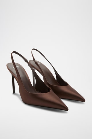 Chaussures à talons satinées - Marron