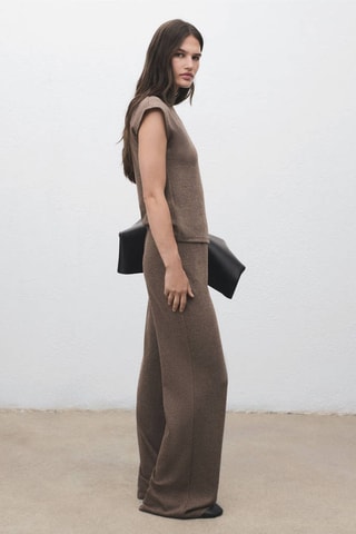 Pantalon maille taille élastique - Marron