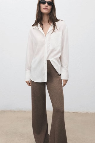 Pantalon maille taille élastique - Marron