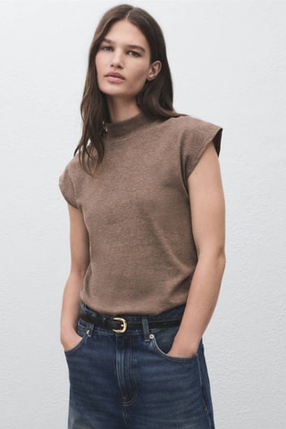 T-shirt col montant - Marron