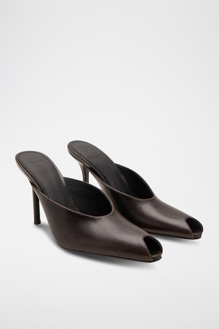 Chaussures cuir pointues ouvertes - Marron
