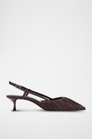 Chaussures fronce talon kitten heel - Marron