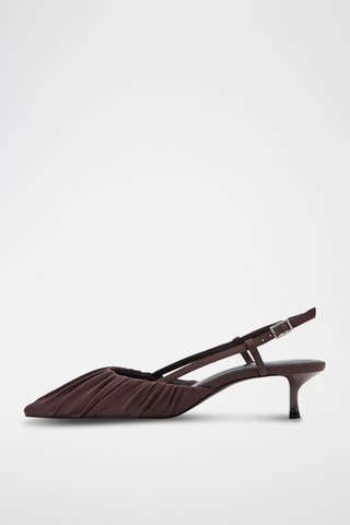 Chaussures fronce talon kitten heel - Marron