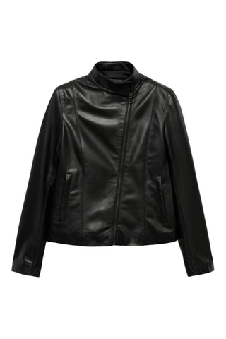 Veste cuir cintrée zippée - Noir
