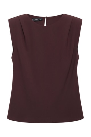 Blouse épaulettes froncées - Marron