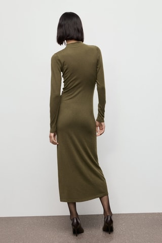 Robe maille col montant - Kaki