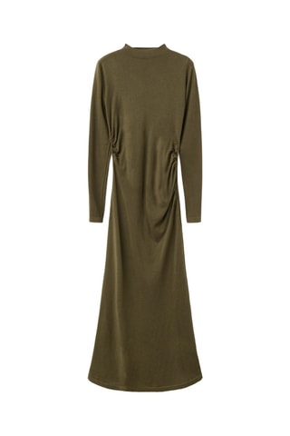 Robe maille col montant - Kaki