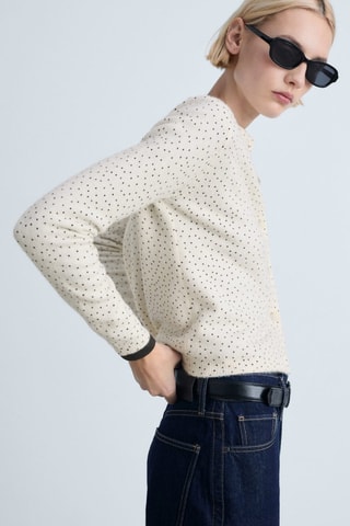Cardigan maille pois - Écru