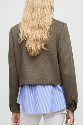 Veste laine mélangée poches - Kaki