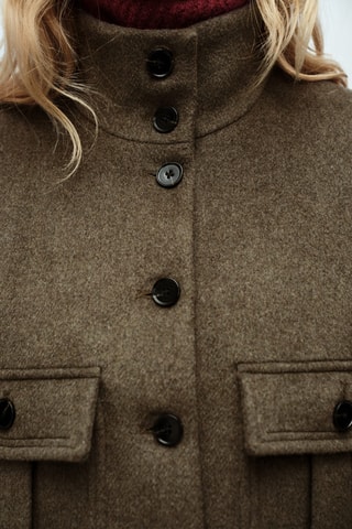Veste laine mélangée poches - Kaki