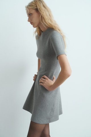Robe maille fine évasée - Gris chiné