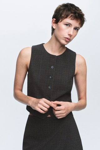 Gilet de costume à carreaux - Marron