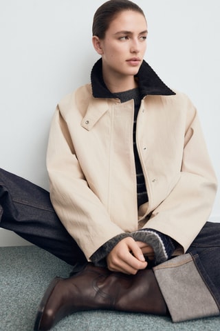 Veste coton en velours côtelé - Gris clair
