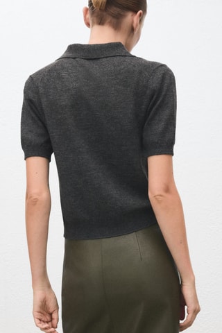 Pull-over col polo - Gris chiné