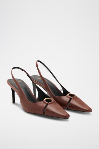 Chaussures talon cuir anneau - Marron
