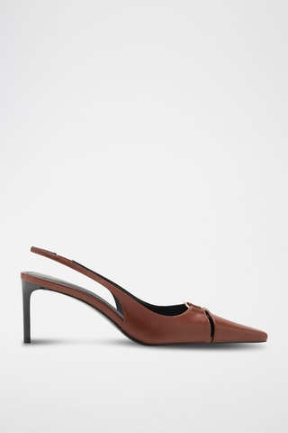 Chaussures talon cuir anneau - Marron