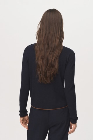 Pull col cheminée à boutons - Bleu marine