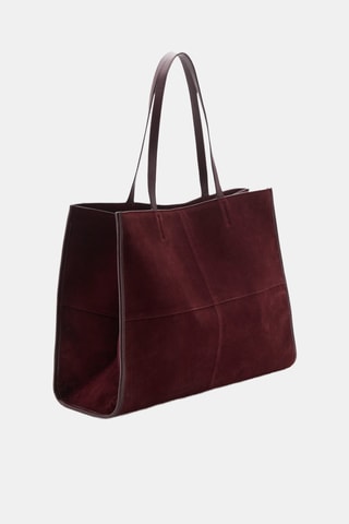 Sac cabas cuir suédé - Bordeaux