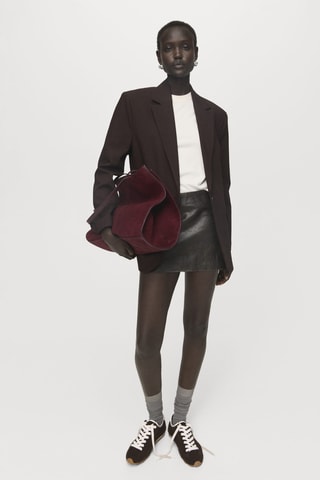 Sac cabas cuir suédé - Bordeaux