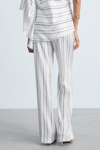 Pantalon droit à rayures - Blanc