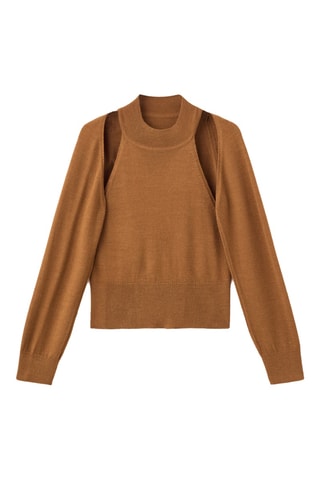 Pull-over combiné cardigan - Marron