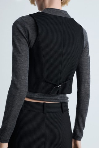 Gilet de costume à fines rayures - Noir