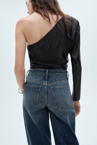 Blouse asymétrique manches bouffantes - Noir