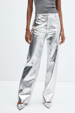 Pantalon métallisé similicuir - Argenté