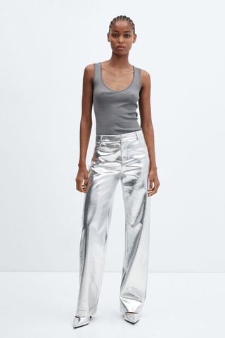 Pantalon métallisé similicuir - Argenté
