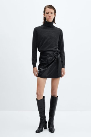 Jupe courte boucle similicuir - Noir