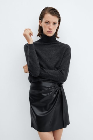 Jupe courte boucle similicuir - Noir