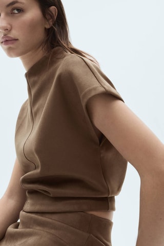 T-shirt cuir synthétique - Marron clair