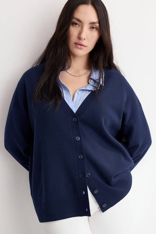 Cardigan maille col V - Bleu marine